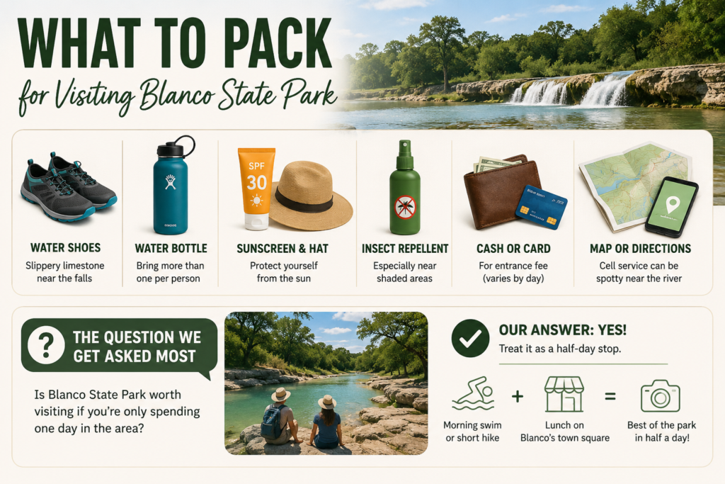 What to Pack for Visiting Blanco State Park