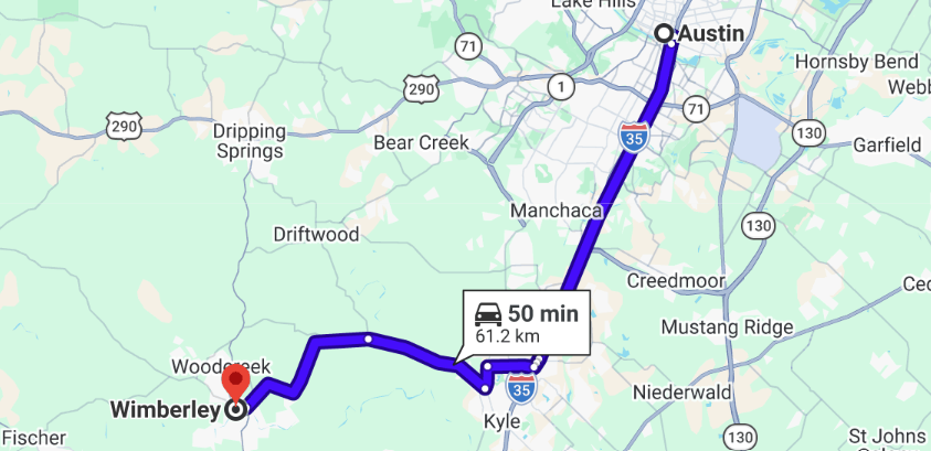 Austin to Wimberley Day Trip Time