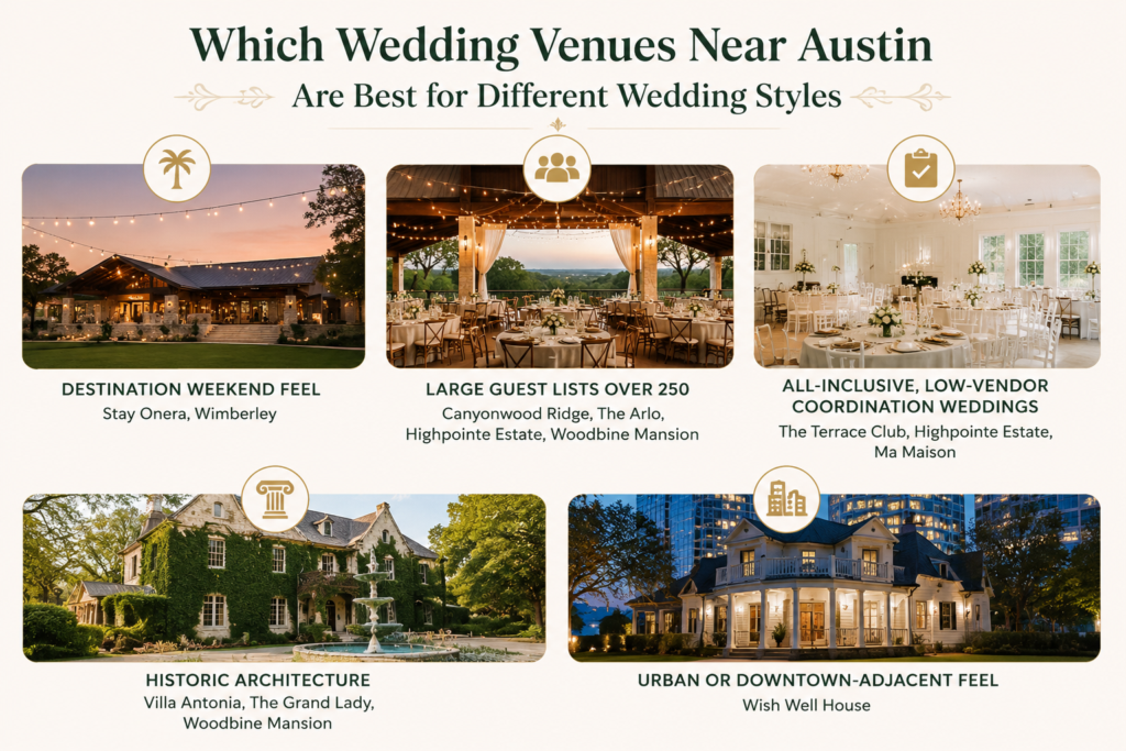 Which Wedding Venues Near Austin Are Best for Different Wedding Styles